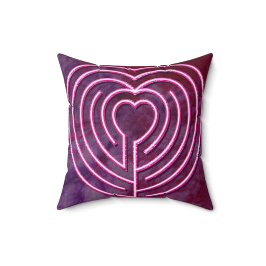 Heart Labyrinth Faux Suede Pillow