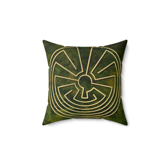 Native American Labyrinth Faux Suede Pillow