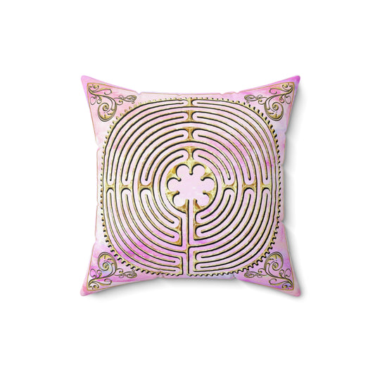 Chartres Cathedral Labyrinth Pink Texture Throw Pillow