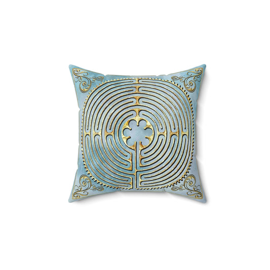 Chartres Cathedral Labyrinth Light Blue Texture Throw Pillow