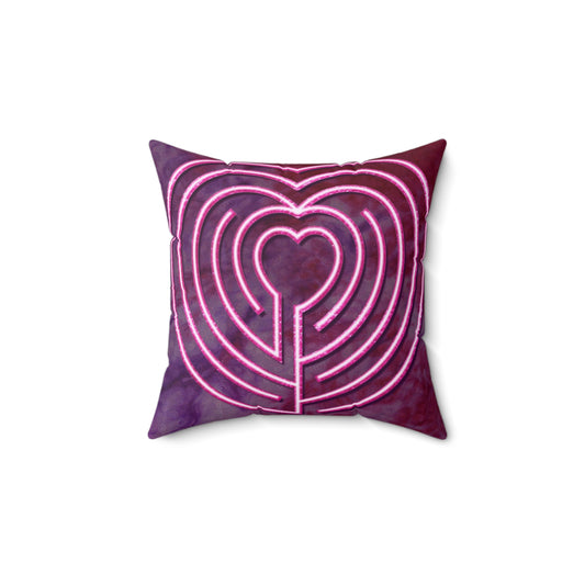 Heart Labyrinth Faux Suede Pillow