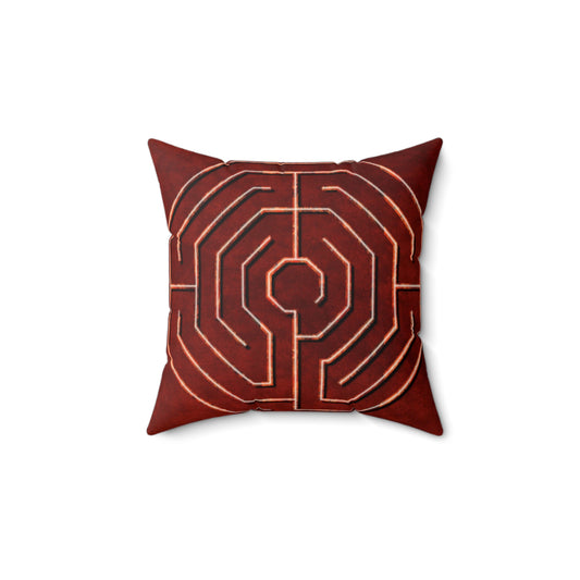 Octagon Labyrinth Faux Suede Pillow