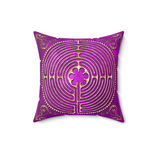 Chartres Cathedral Labyrinth Fuchsia Texture Throw Pillow