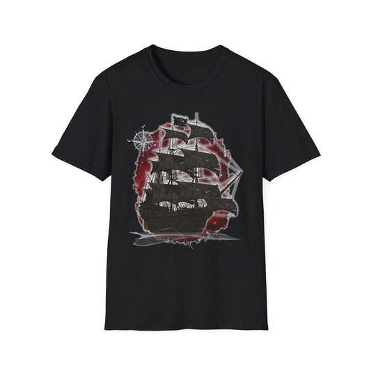 Pirate Ghost Ship Unisex SoftStyle T-Shirt - Burgundy