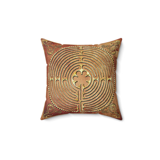 Chartres Cathedral Labyrinth Brown Texture Throw Pillow