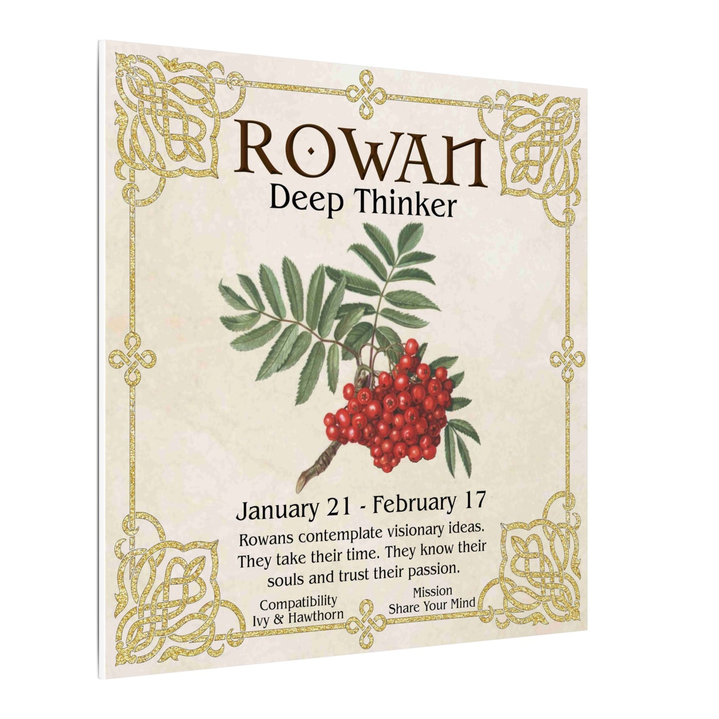 Rowan Birth Flower Canvas Print — "Deep Thinker" Zodiac Art (Jan 21–Feb 17)