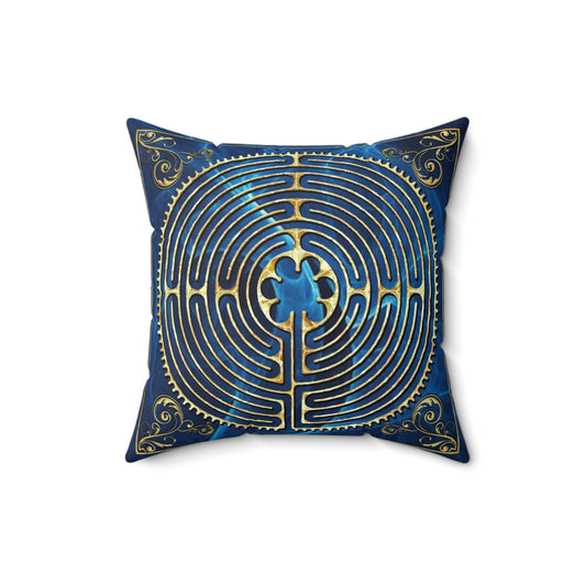 Chartres Cathedral Labyrinth Dark Blue Texture Throw Pillow