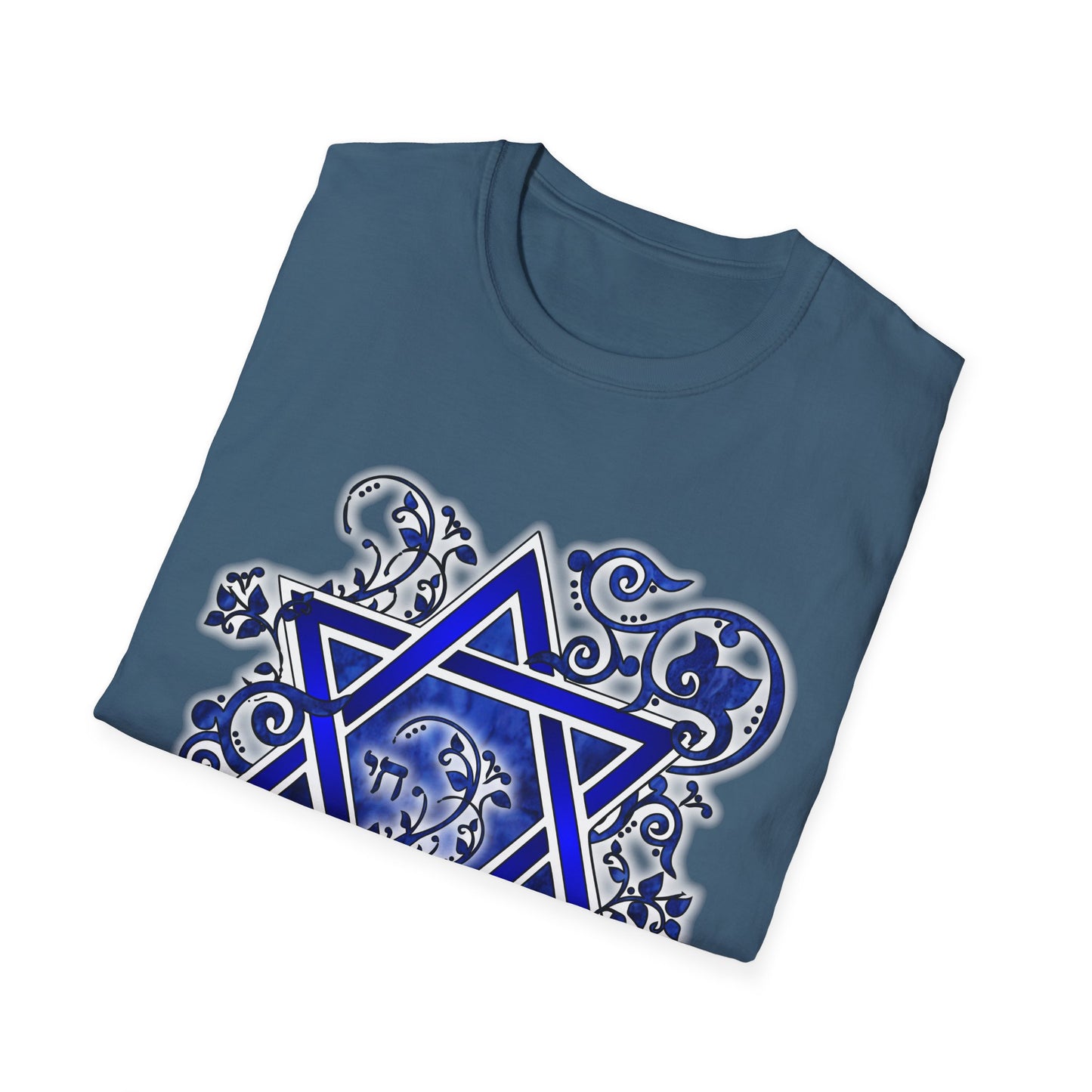Denim Flower Star of David - Softstyle Unisex Tee