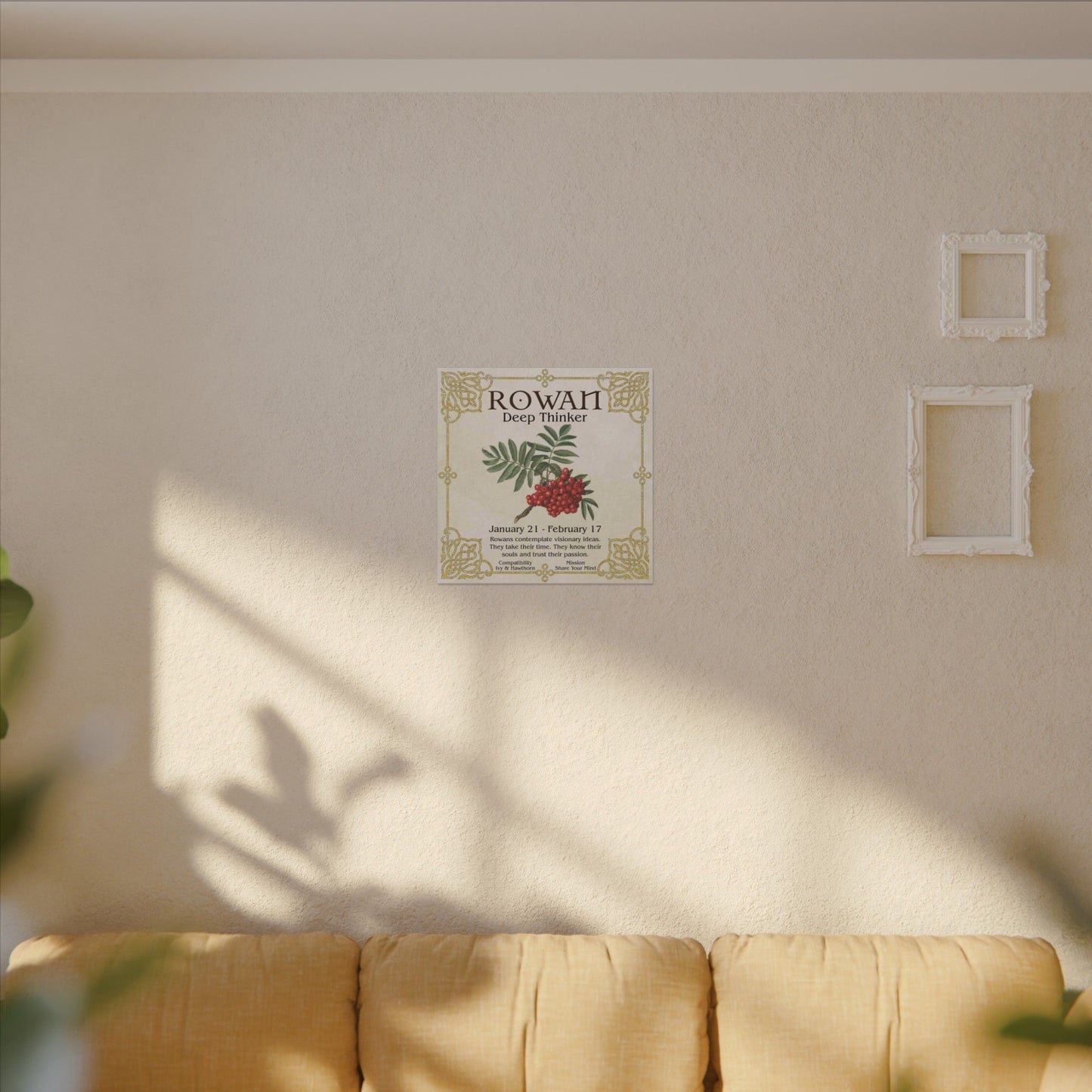 Rowan Birth Flower Canvas Print — "Deep Thinker" Zodiac Art (Jan 21–Feb 17)