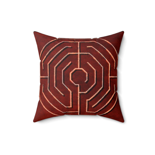 Octagon Labyrinth Faux Suede Pillow