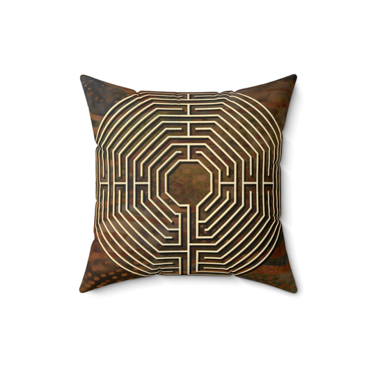 Amiens Cathedral Labyrinth Faux Suede Pillow