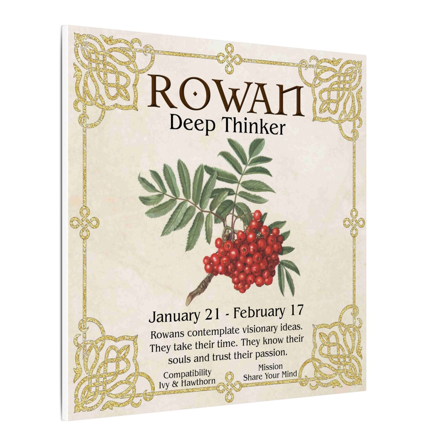 Rowan Birth Flower Canvas Print — "Deep Thinker" Zodiac Art (Jan 21–Feb 17)