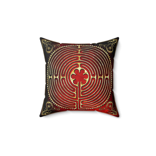 Chartres Cathedral Labyrinth Red Texture Throw Pillow