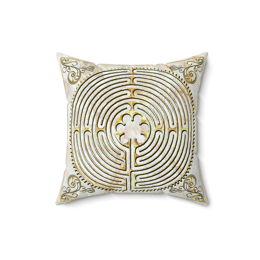 Chartres Cathedral Labyrinth White Texture Throw Pillow