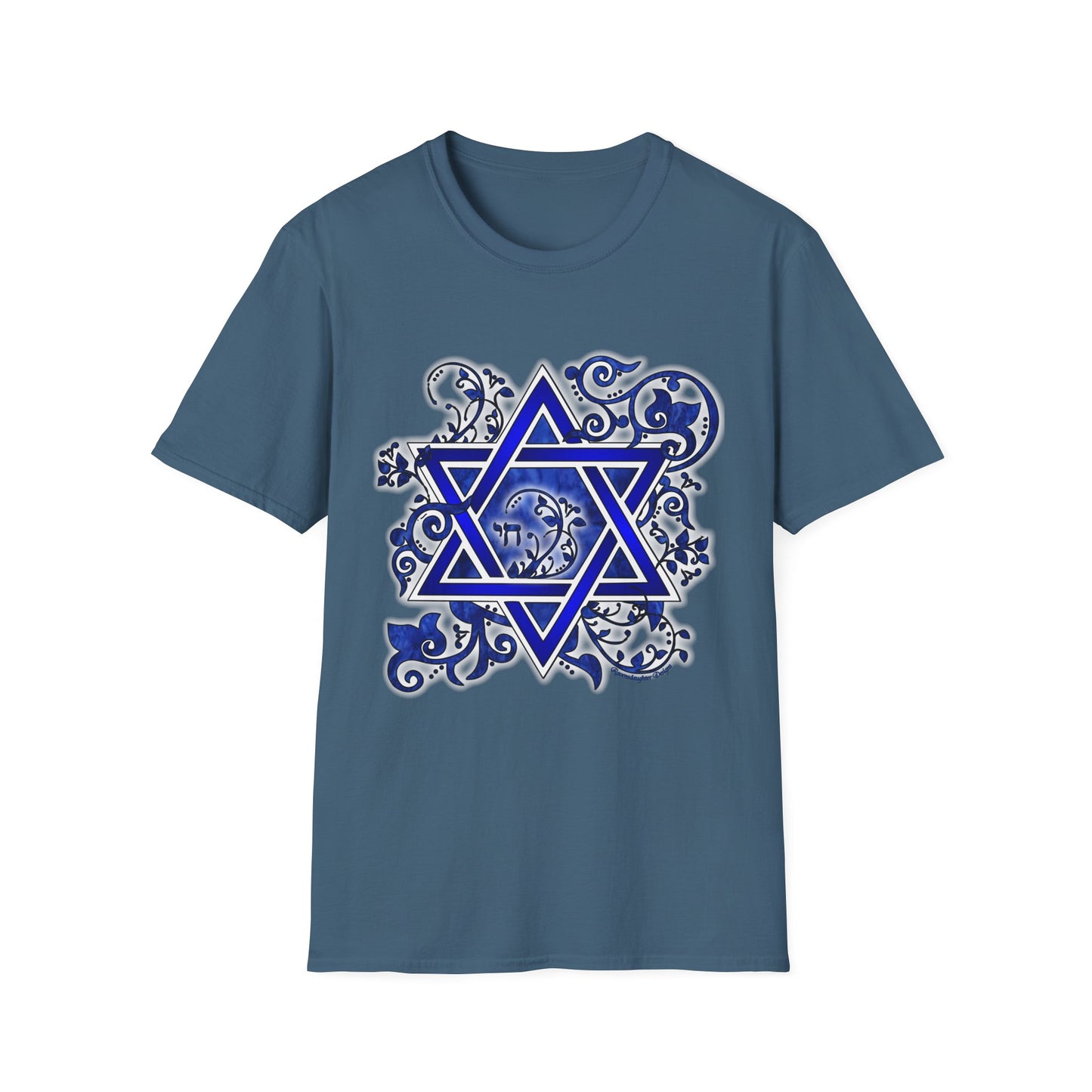 Denim Flower Star of David - Softstyle Unisex Tee