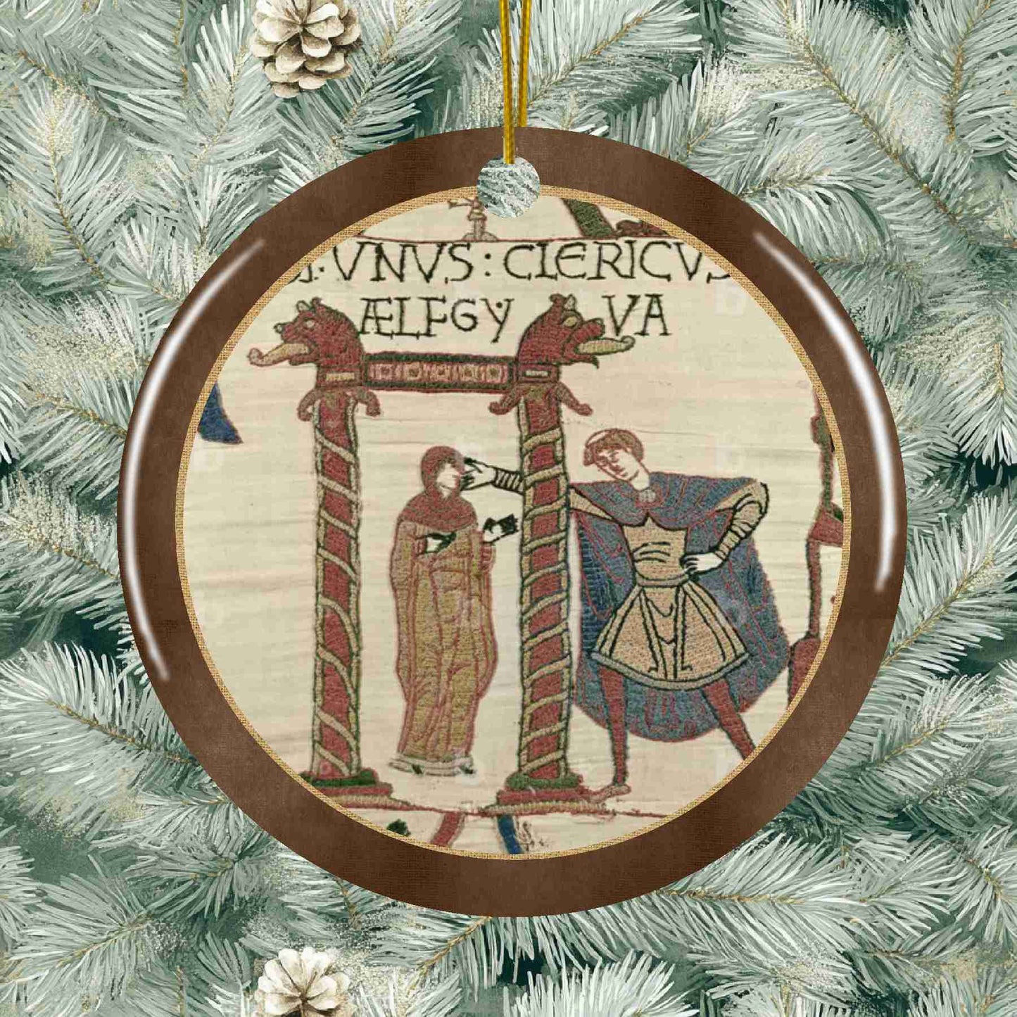 Bayeux Tapestry Ceramic Holiday Ornament - Aelfgy