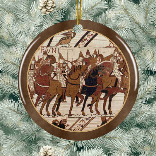 Bayeux Tapestry Ceramic Holiday Ornament - Cavalry 1