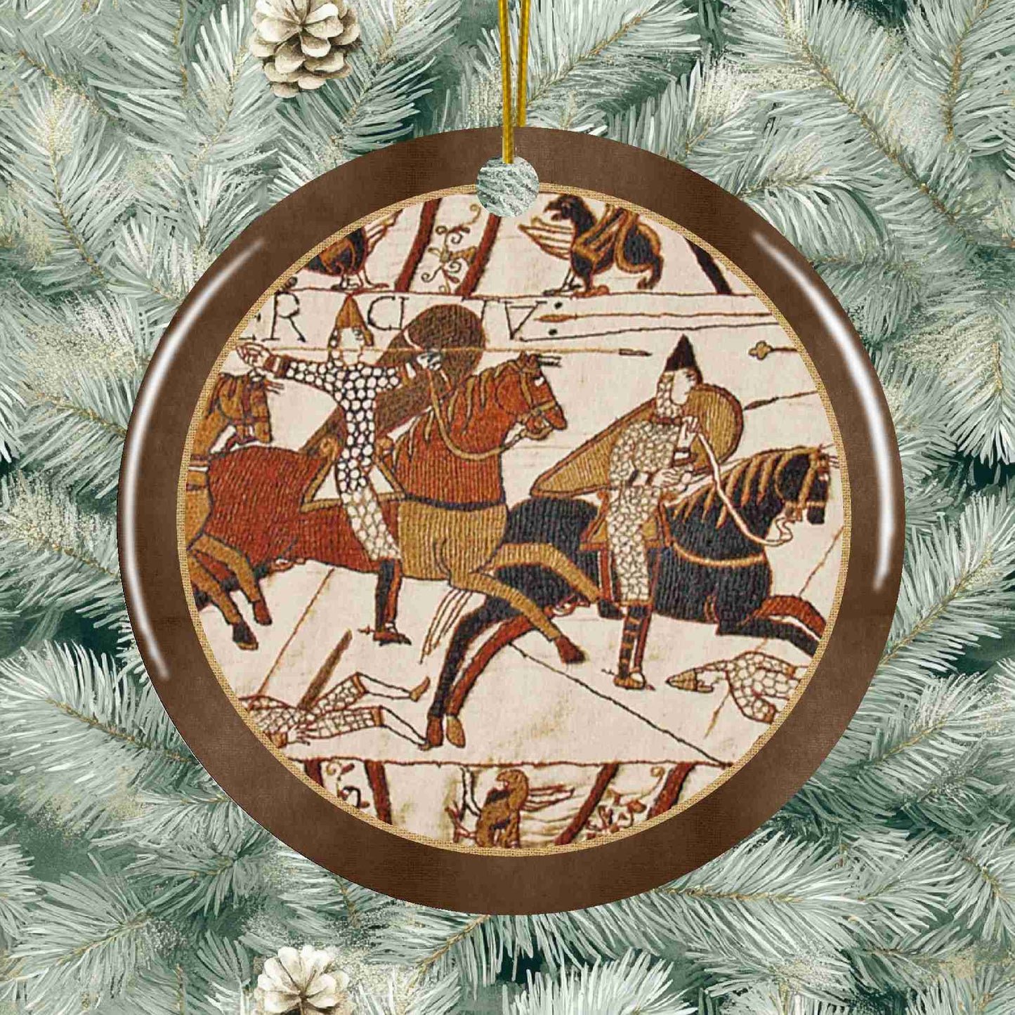 Bayeux Tapestry Ceramic Holiday Ornament - Calavry 2