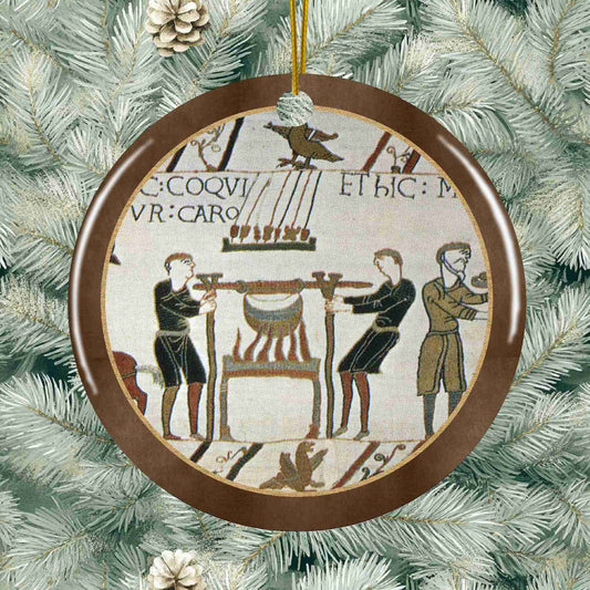 Bayeux Tapestry Ceramic Holiday Ornament - Cooking