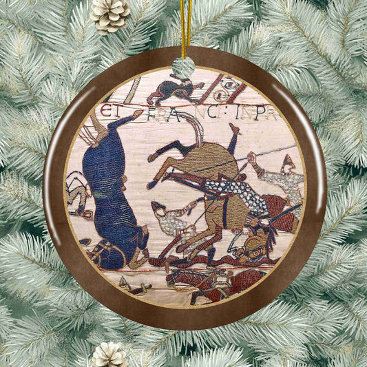 Bayeux Tapestry Ceramic Holiday Ornament - Defeat