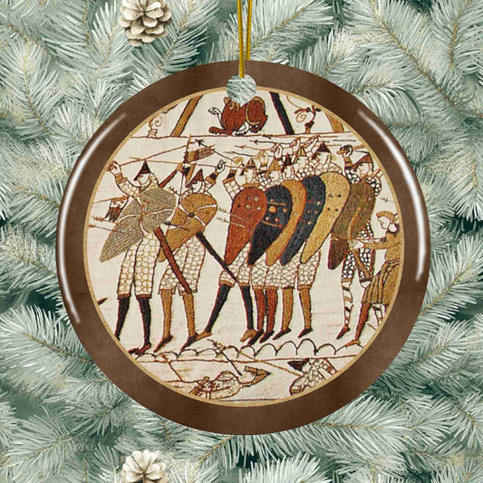 Bayeux Tapestry Ceramic Holiday Ornament - Shield Wall