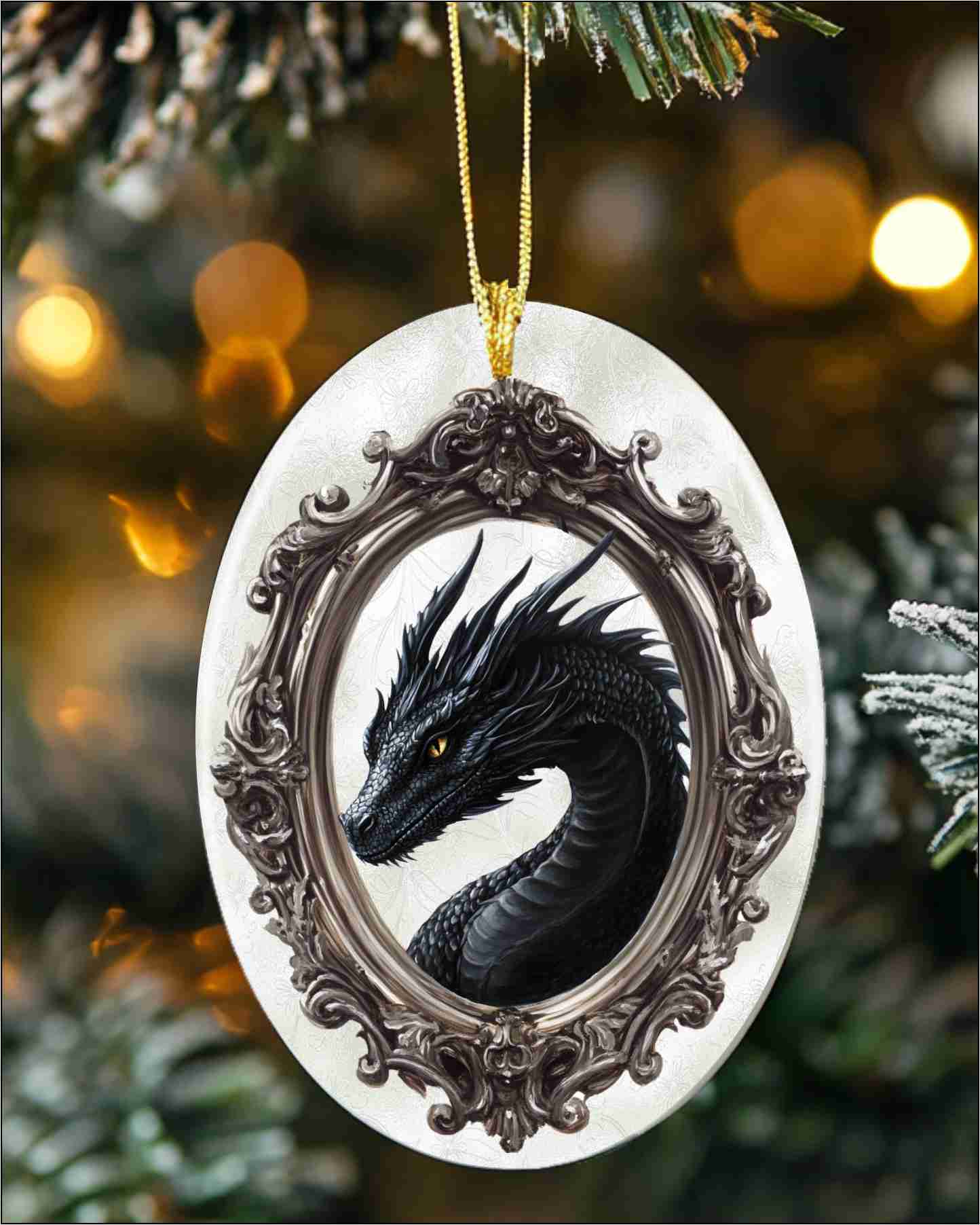 Black Dragon Ceramic Holiday Ornament