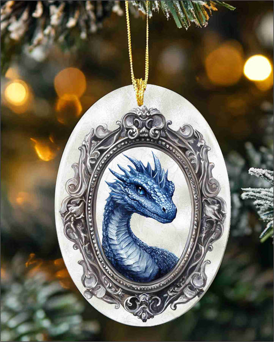 Blue Dragon Ceramic Holiday Ornament