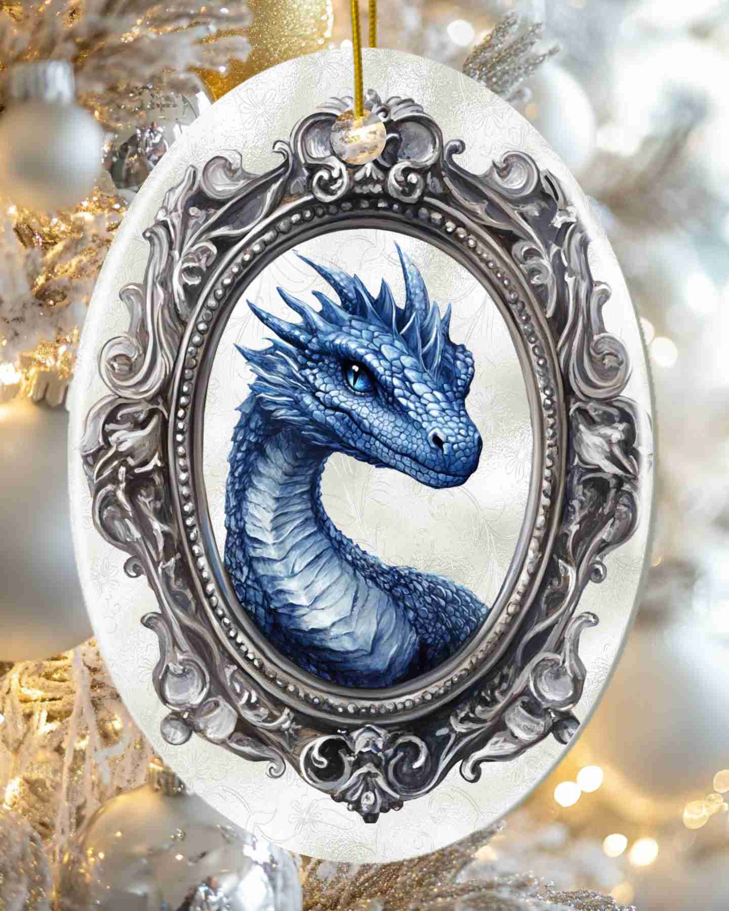 Blue Dragon Ceramic Holiday Ornament