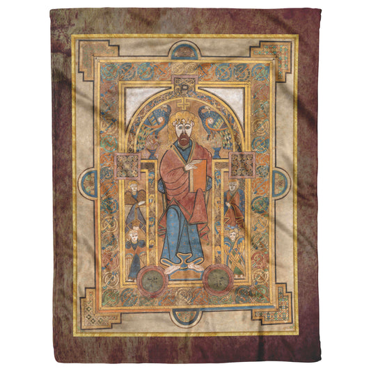 Book of Kells Celtic Fleece Blanket - Christ Enthroned