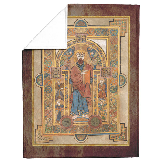 Book of Kells Celtic Fleece Blanket - Christ Enthroned