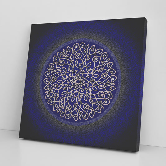 CELTIC ART BURST IN DARK BLUE CANVAS WALL ART - new