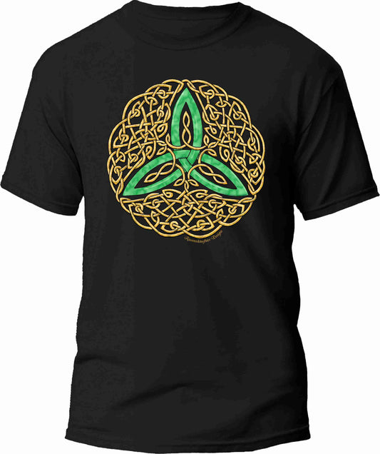 Celtic Flourish Trinity Knot - Green Unisex T-Shirt