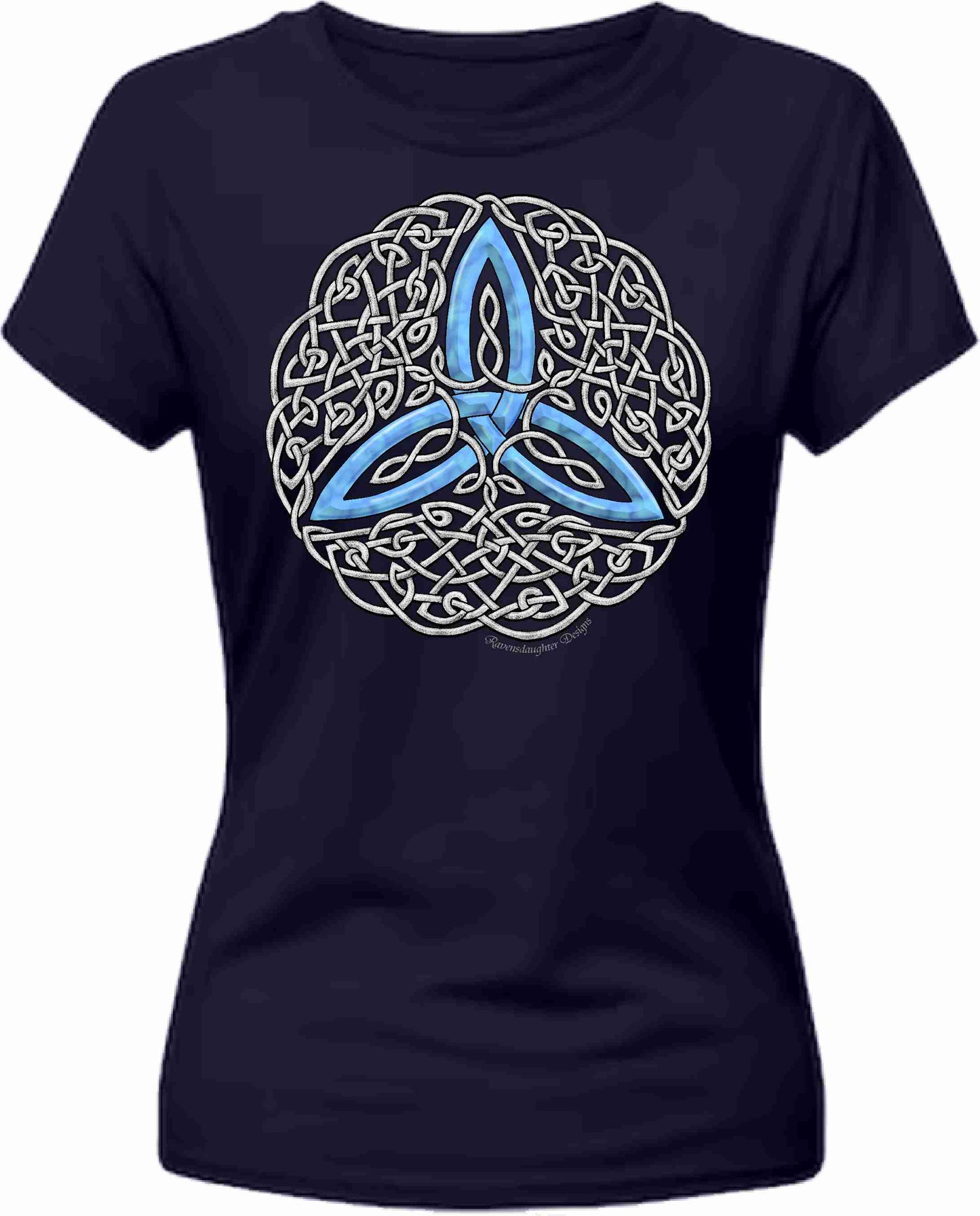 Celtic Flourish Trinity Knot - Blue Womens T-Shirt