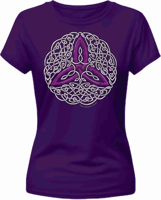 Celtic Flourish Trinity Knot - Purple Womens T-Shirt