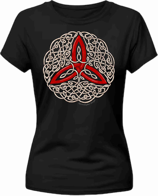 Celtic Flourish Trinity Knot - Red Womens T-Shirt