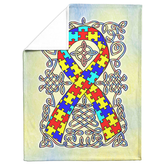 Celtic Awareness Ribbon Fleece Blanket - Autism
