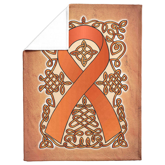 Celtic Awareness Ribbon Fleece Blanket - Orange