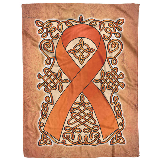 Celtic Awareness Ribbon Fleece Blanket - Orange