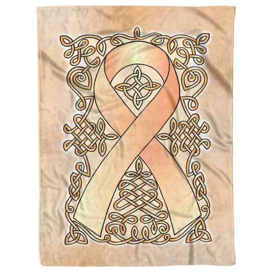 Celtic Awareness Ribbon Fleece Blanket - Peach
