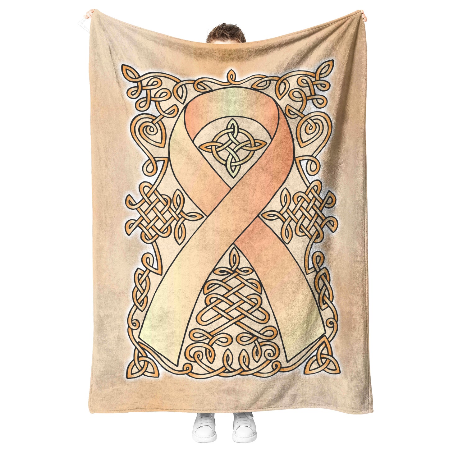 Celtic Awareness Ribbon Fleece Blanket - Peach