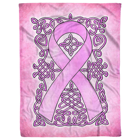 Celtic Awareness Ribbon Fleece Blanket - Pink