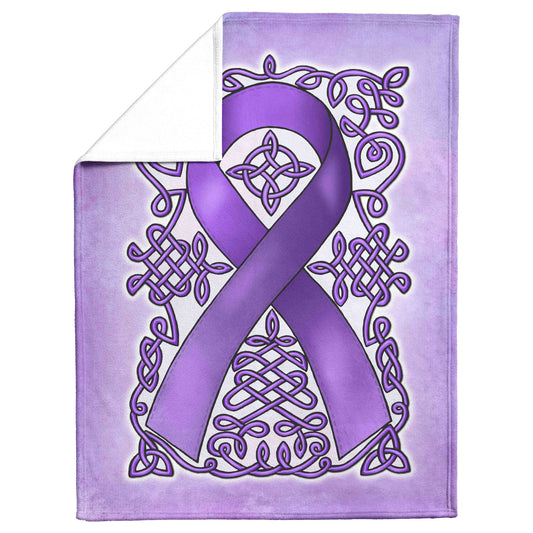 Celtic Awareness Ribbon Fleece Blanket - Purple