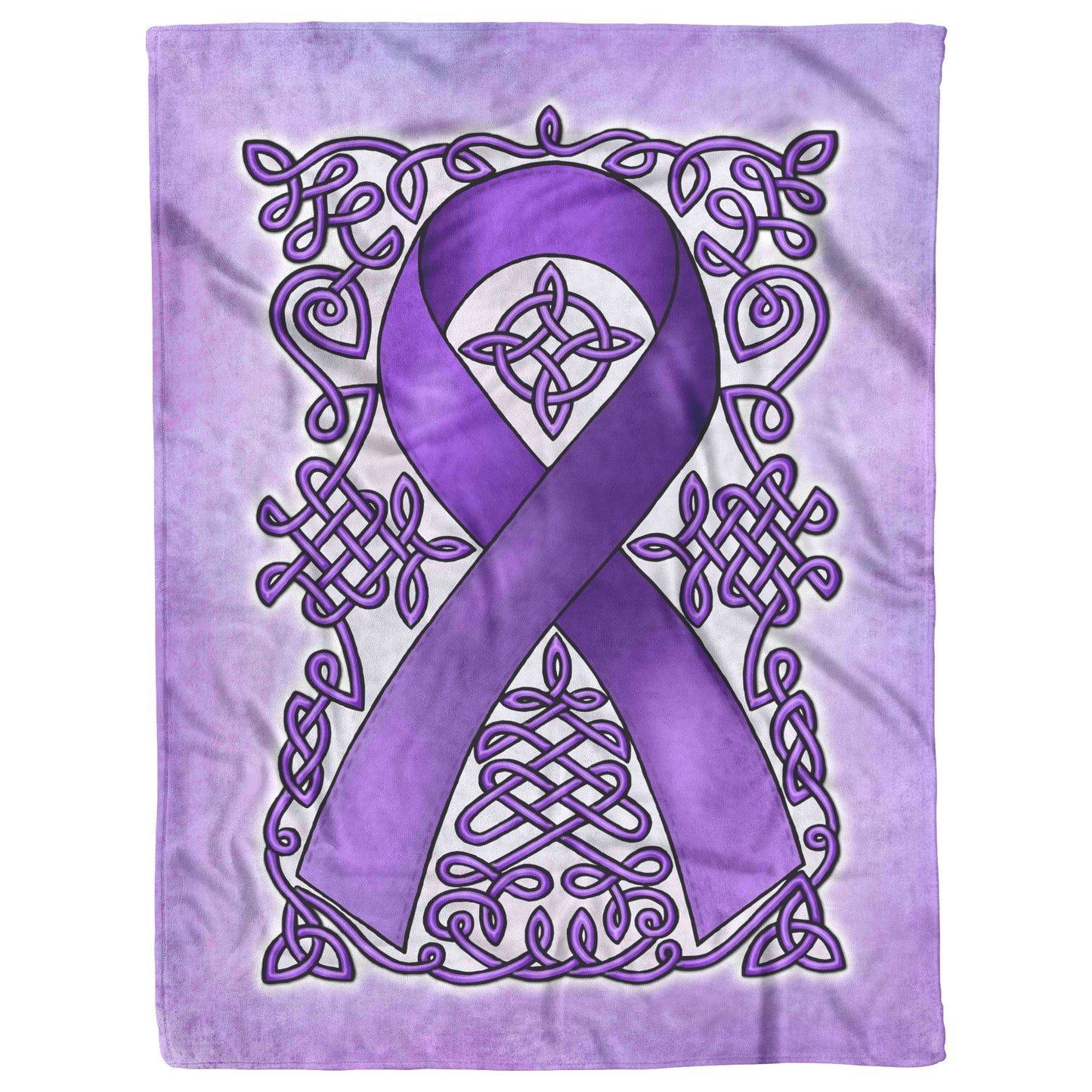 Celtic Awareness Ribbon Fleece Blanket - Purple