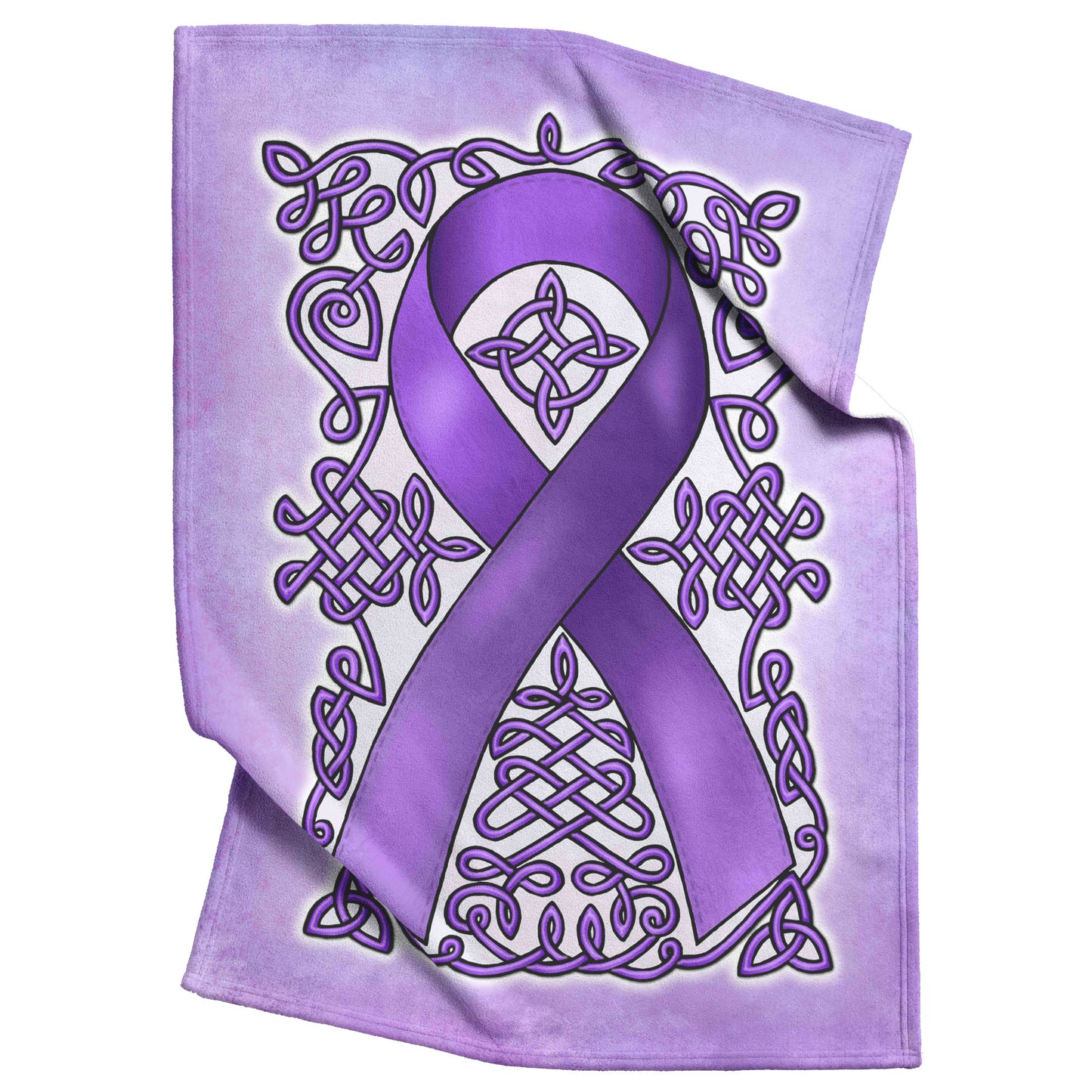 Celtic Awareness Ribbon Fleece Blanket - Purple