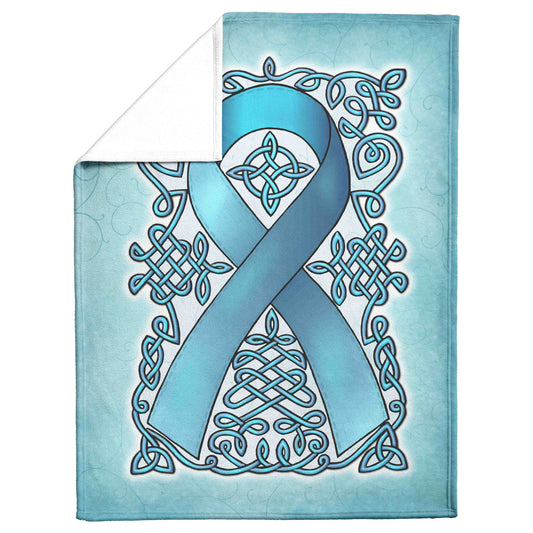 Celtic Awareness Ribbon Fleece Blanket - Turquoise