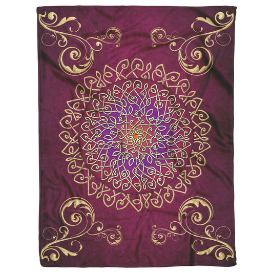 Celtic Burst Fleece Blanket - Sangria