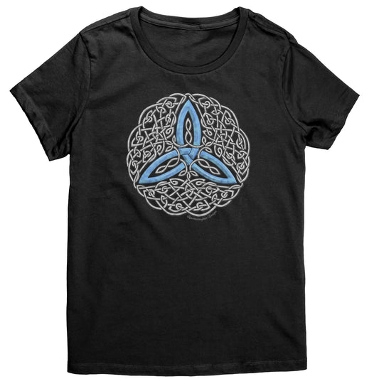Celtic Flourish Trinity Knot - Blue Womens T-Shirt