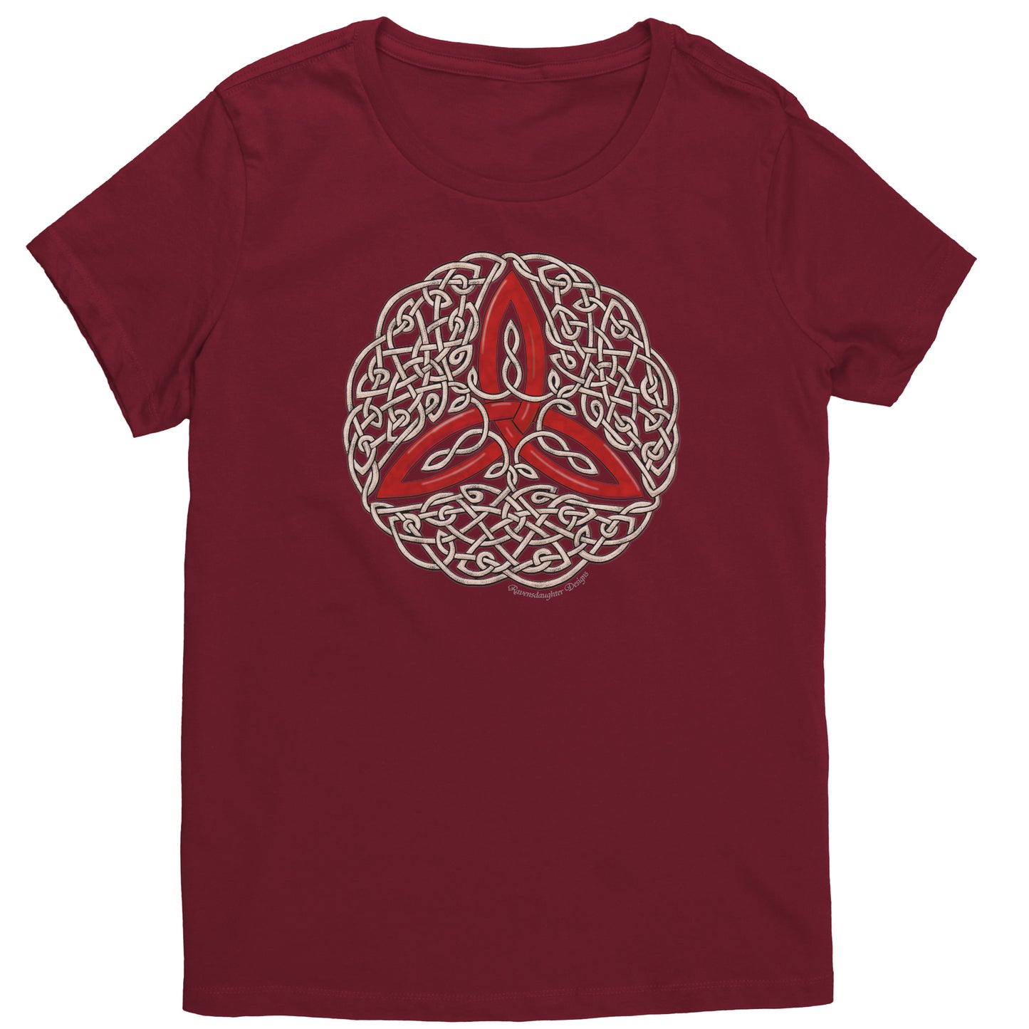 Celtic Flourish Trinity Knot - Red Womens T-Shirt