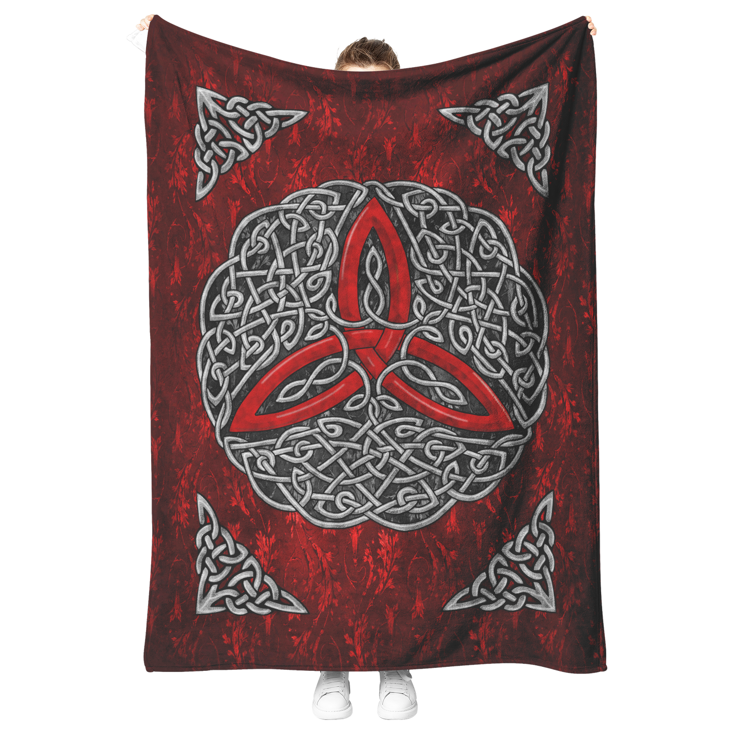 Celtic_Flourish_Trinity_Knot_Fleece_Blan_V_Blanket_Model_Mockup.png