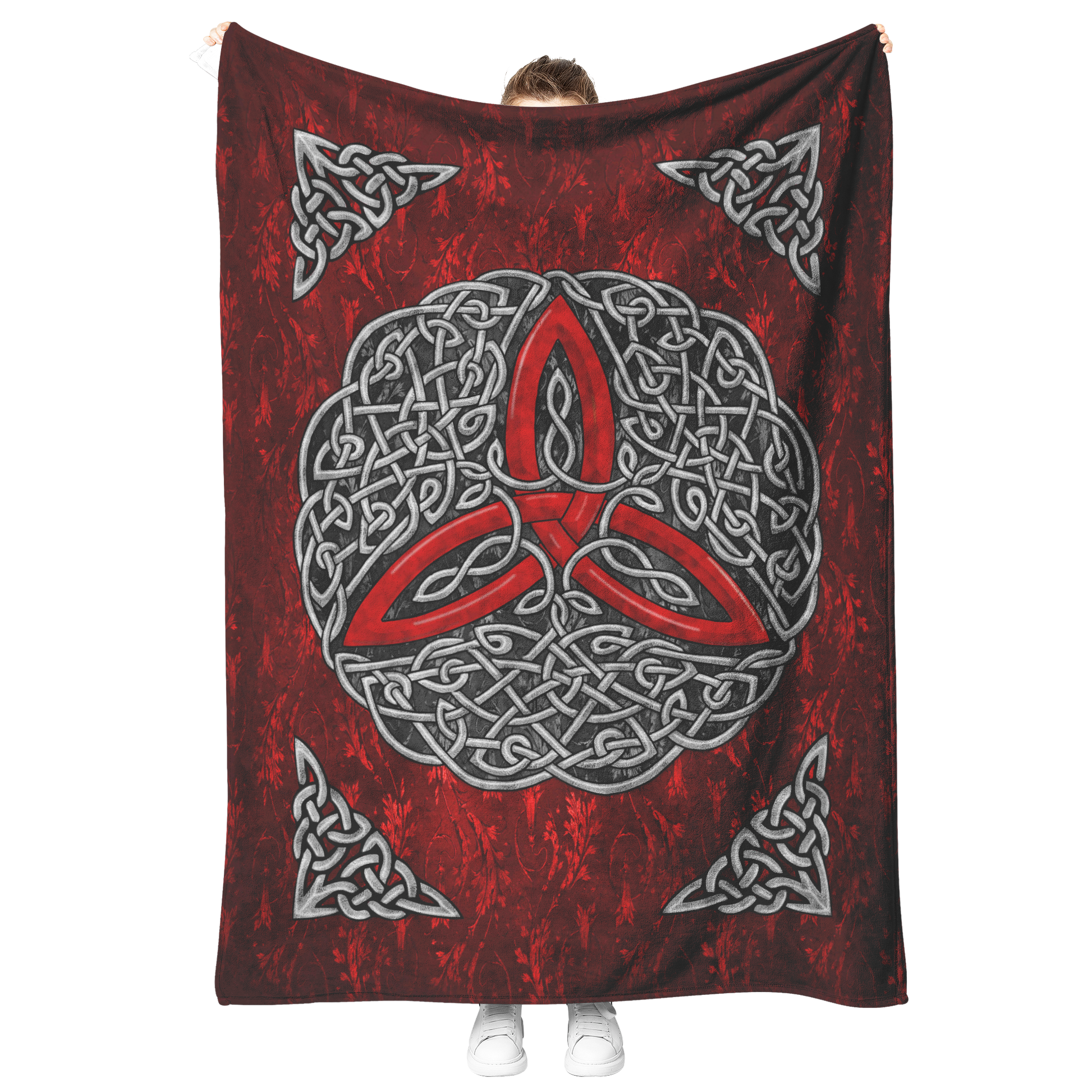 Celtic_Flourish_Trinity_Knot_Fleece_Blan_V_Blanket_Model_Mockup.png